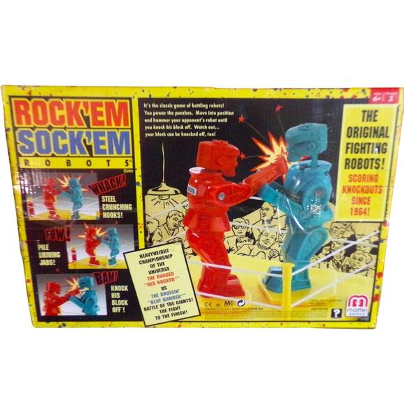 Mattel Classic Rock'em Sock'em Robots Game 2019 Edition Push Button Controllers - Picture 2 of 3